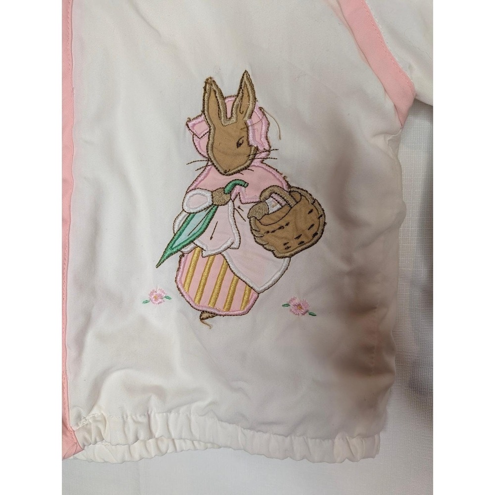 Vtg Beatrix Potter Mrs Rabbit Lightweight Jacket Pink White 24 Months Quiltex - Picture 11 of 16